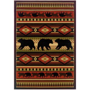 Homeroots.co 369073 3' X 5' Lodge Stripe Accent Area Rug