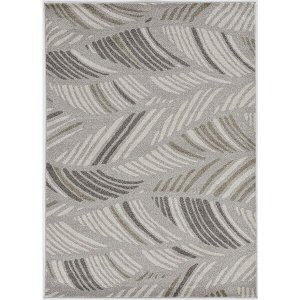 Homeroots.co 375003 2' X 3' Grey And Beige Waves Accent Rug