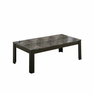 Homeroots.co 366076 Black Grey Marble-look Top Table Set - 3pieces Set