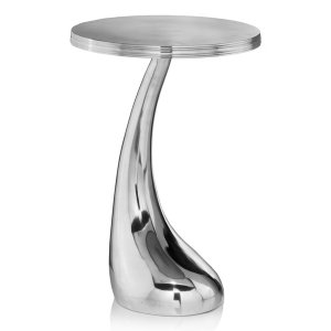 Homeroots.co 354658 Buffed Aluminum Curve Side End Table