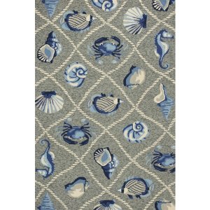 Homeroots.co 353301 2'x3' Grey Hand Woven Uv Treated Coastal Sea Life 