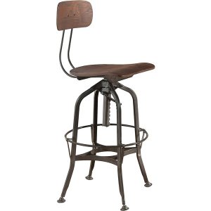 Homeroots.co 374293 43 Urban Chic Walnut Adjustable Bar Stool