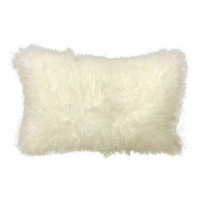 Homeroots.co 334355 17 Creamy Tibetan Lamb Fur Pillow With Microsuede 