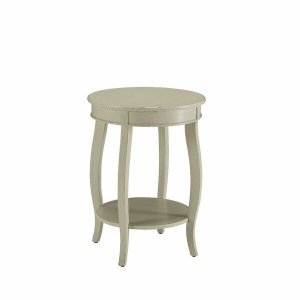 Homeroots.co 286288 Antique White Wooden Storage Side Table