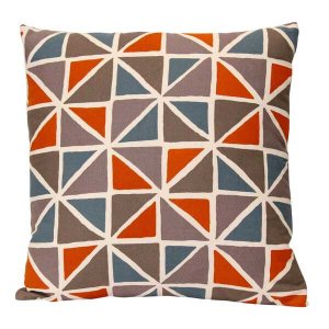 Homeroots.co 373357 Orange And Blue Geometric Design Square Pillow