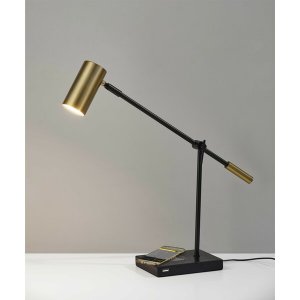 Homeroots.co 372699 Tech Savvy Black Metal Led Charging Desk Lamp