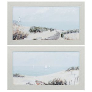 Homeroots.co 365534 27 X 15 White Frame Pastel Beaches (set Of 2)