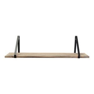 Homeroots.co 373434 Industrial Black And Natural Wood Shelf