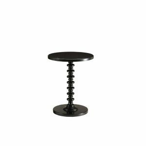 Homeroots.co 286293 Black Solid Wooden Stylish Accent Side Table