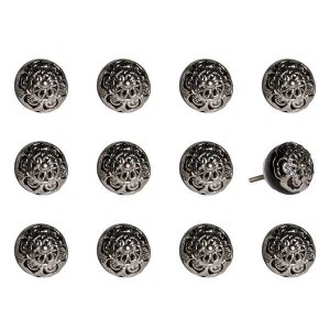 Homeroots.co 321673 1.5 X 1.5 X 1.5 Black And Chrome - Knobs 12-pack