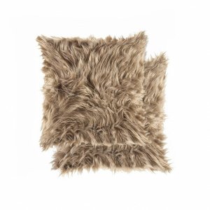 Homeroots.co 317191 18 X 18 X 5 Tan, Faux - Pillow 2-pack