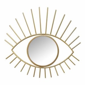 Homeroots.co 373235 Gold Metal Eye Wall Mirror