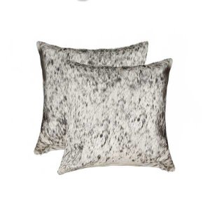 Homeroots.co 317136 18 X 18 X 5 Salt And Pepper Gray And White Cowhide