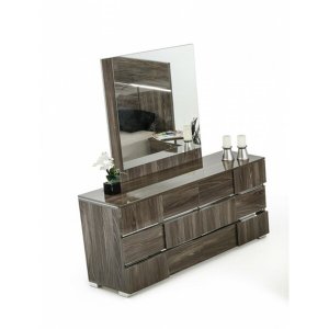 Homeroots.co 282644 39 Grey Mdf  Veneer  And Glass Mirror