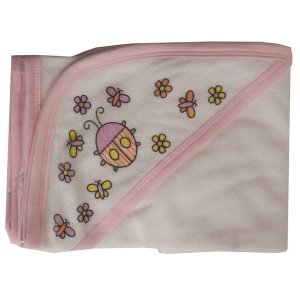 Bambini 021SP Hooded Towel With Pink Binding And Screen Prints