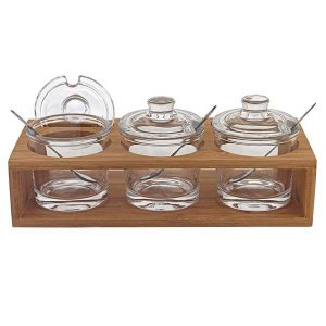 Homeroots.co 375725 6 Mouth Blown Crystal Jam Set With 3 Glass Jars An