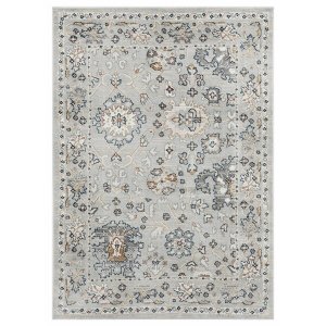 Homeroots.co 368026 2' X 3' Ornate Design Neutral Tone  Gray Blue Acce