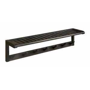 Homeroots.co 380043 Wood Large Peg Coat Or Towel Rack With Shelf In Es