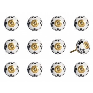 Homeroots.co 321662 1.5 X 1.5 X 1.5 White, Black And Yellow - Knobs 12