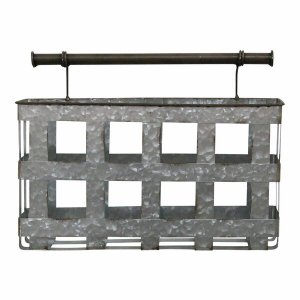 Homeroots.co 373257 Galvanized Handcrafted Metal Wall Hanging Basket