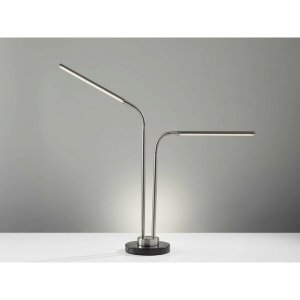 Homeroots.co 372509 Two Brushed Steel Metal Led Tube Shades On Adjusta