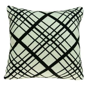 Homeroots.co 333869 Square White And Black Plaid Accent Pillow Cover