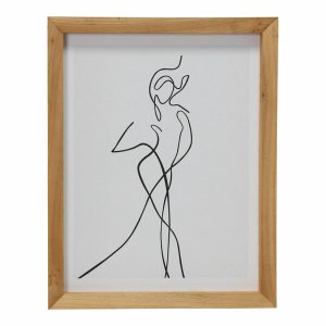 Homeroots.co 373438 Black And White Body Outline Wooden Framed Wall Ar