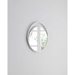 Homeroots.co 372097 23 X 1.5 X White Glass Small Round Mirror