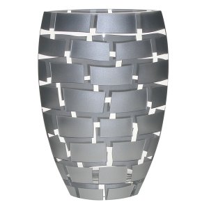 Homeroots.co 375734 12 Mouth Blown Wall Design Silver Vase