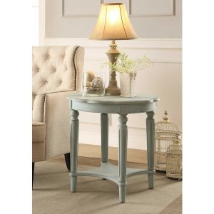 Homeroots.co 286346 24 X 24 X 24 Antique Green Solid Wood End Table