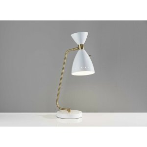 Homeroots.co 372895 Brass Cinch White Metal Desk Lamp