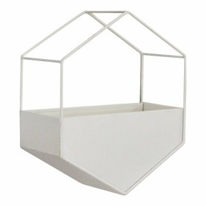 Homeroots.co 373249 Modern White Metal Hexagonal Hanging Wall Planter