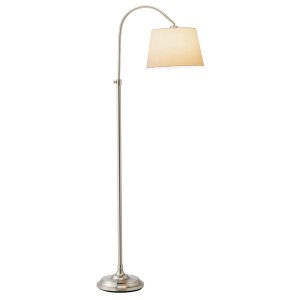 Homeroots.co 372532 Brushed Steel Metal Floor Lamp With Adjustable Arc