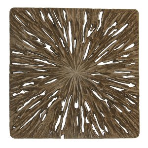 Homeroots.co 274763 1 X 19 X 19 Brown Square Rotten Wood  Wall Decor