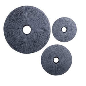 Homeroots.co 274913 Contemporary Gray Circle Hole 3piece Wall Art Set