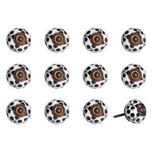 Homeroots.co 321680 1.5 X 1.5 X 1.5 Black, White And Cooper- Knobs 12-