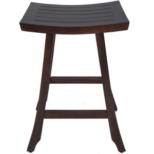 Homeroots.co 376674 Compact Teak Counter Stool In Brown Finish