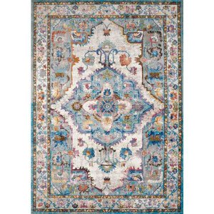 Homeroots.co 370879 22 X 36 Cerulean Olefin  Polyester Accent Rug