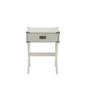 Homeroots.co 286308 White Solid Wooden Storage End Table