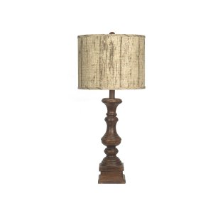 Homeroots.co 380168 Brown Traditional Table Lamp With Wood Plank Print