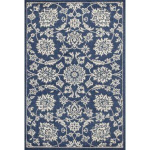 Homeroots.co 353147 2' X 3' Denim Floral Uv Treated Accent Rug