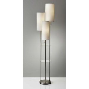 Homeroots.co 372724 Three Light Floor Lamp In Brushed Steel With Two C