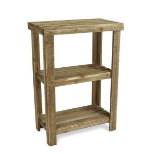 Homeroots.co 379839 Rustic Natural Wood Finish 2 Shelf  Side Table