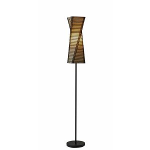 Homeroots.co 372656 Tall Sculptural Twist Floor Lamp With Black Cane S