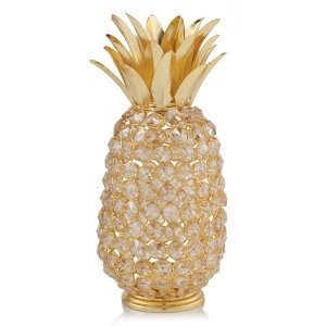 Homeroots.co 379765 11 Faux Crystal And Gold Pineapple Sculpture