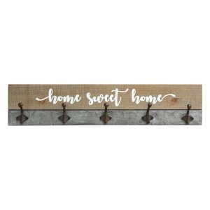 Homeroots.co 321270 Distressed Home Sweet Home Wood Coat Rack Wall Han