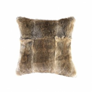 Homeroots.co 358159 5 X 18 X 18 100% Natural Rabbit Fur Hazelnut Pillo