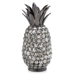 Homeroots.co 379766 11 Faux Crystal Black And Nickel Pineapple Sculptu