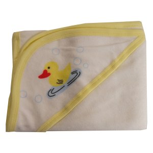 Bambini 021SY Hooded Towel With Yellow Binding And Screen Prints