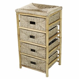 Homeroots.co 294787 18.5 X 15.25 X 32.5 Natural Bamboo Storage Cabinet